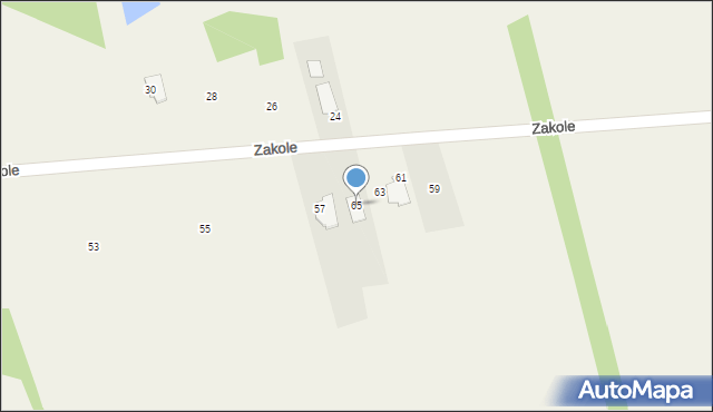 Dręszew, Zakole, 65, mapa Dręszew