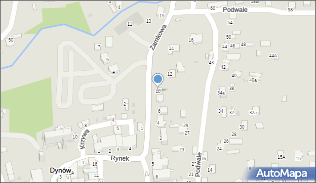Dynów, Zamkowa, 10, mapa Dynów