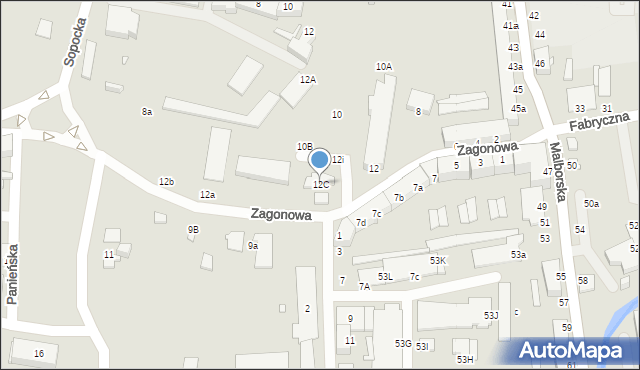 Elbląg, Zagonowa, 12C, mapa Elbląga