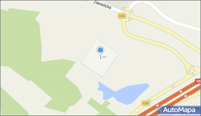 Emilianów, Zawadzka, 1, mapa Emilianów