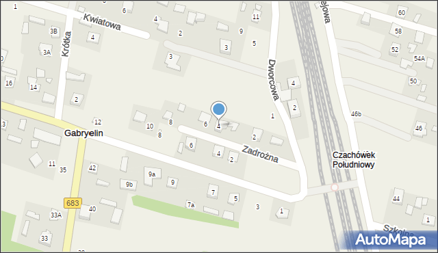 Gabryelin, Zadrożna, 4, mapa Gabryelin