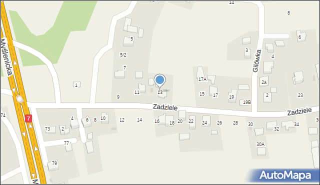 Gaj, Zadziele, 13, mapa Gaj