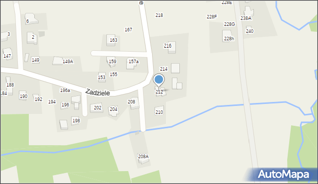 Gaj, Zadziele, 212, mapa Gaj