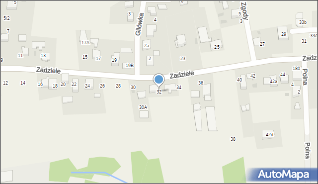 Gaj, Zadziele, 32, mapa Gaj