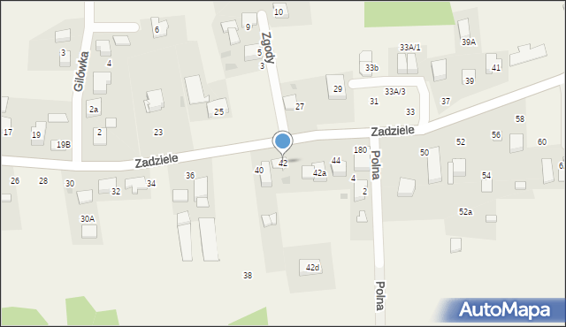 Gaj, Zadziele, 42, mapa Gaj