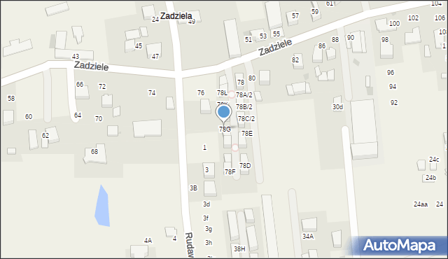 Gaj, Zadziele, 78G, mapa Gaj