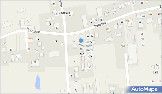 Gaj, Zadziele, 78J, mapa Gaj