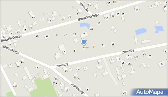 Garwolin, Zawady, 7, mapa Garwolin