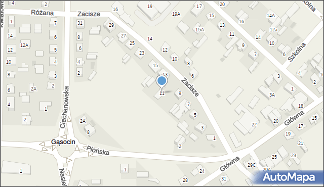 Gąsocin, Zacisze, 11, mapa Gąsocin