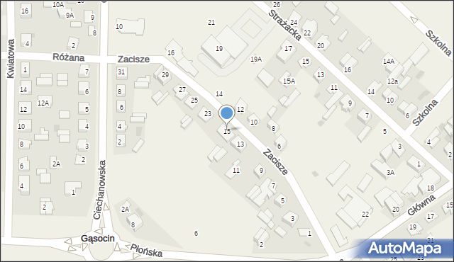 Gąsocin, Zacisze, 15, mapa Gąsocin