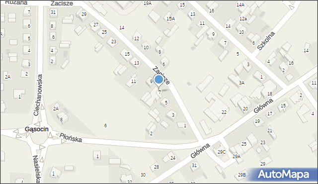 Gąsocin, Zacisze, 7, mapa Gąsocin