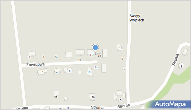 Gdańsk, Zawilcowa, 13, mapa Gdańska