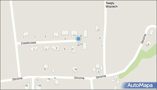 Gdańsk, Zawilcowa, 14, mapa Gdańska