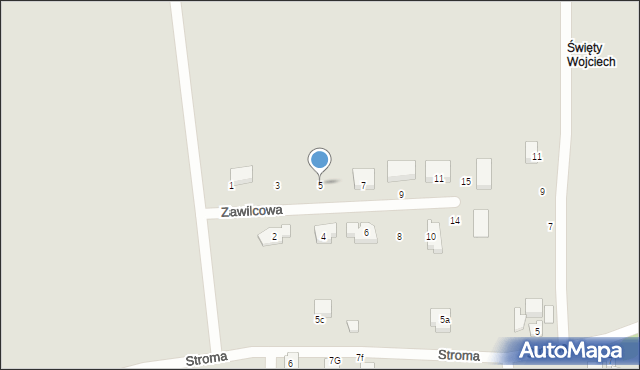 Gdańsk, Zawilcowa, 5, mapa Gdańska