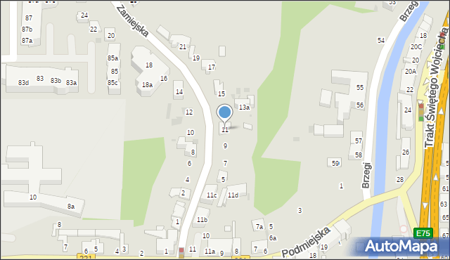 Gdańsk, Zamiejska, 11, mapa Gdańska