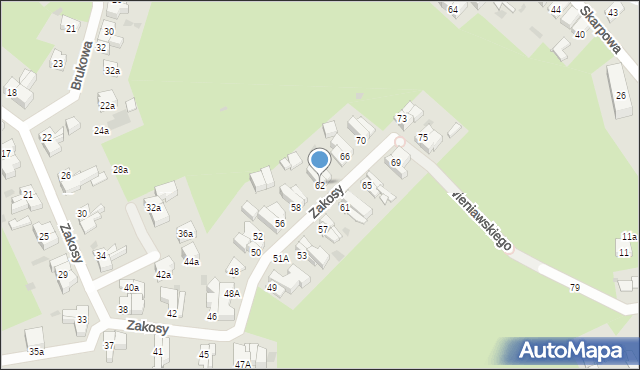 Gdańsk, Zakosy, 62, mapa Gdańska