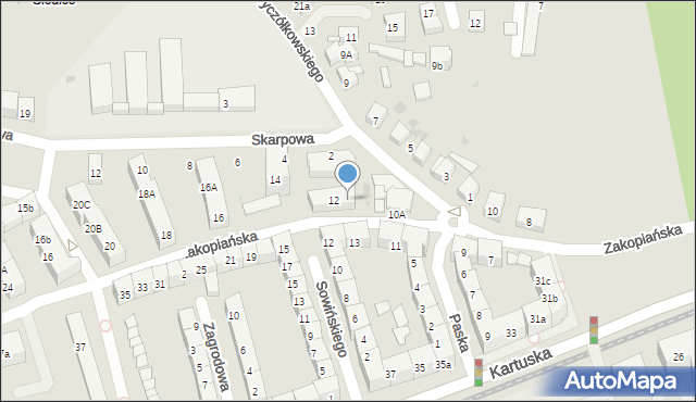 Gdańsk, Zakopiańska, 12a, mapa Gdańska