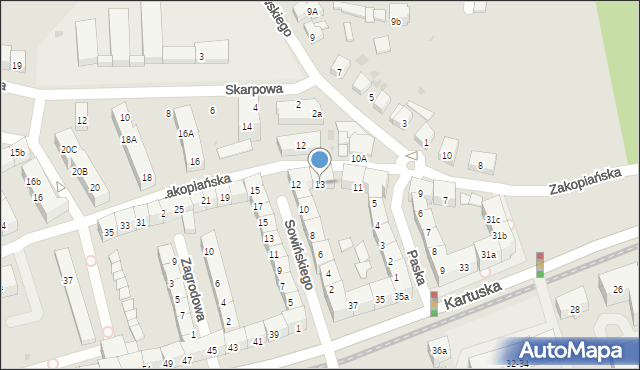 Gdańsk, Zakopiańska, 13, mapa Gdańska