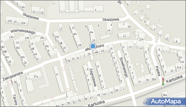 Gdańsk, Zakopiańska, 23, mapa Gdańska