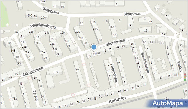 Gdańsk, Zakopiańska, 33, mapa Gdańska