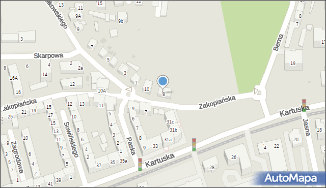 Gdańsk, Zakopiańska, 8, mapa Gdańska