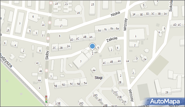 Gdańsk, Zakole, 1, mapa Gdańska