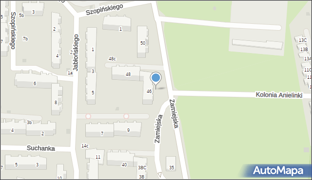 Gdańsk, Zamiejska, 48b, mapa Gdańska