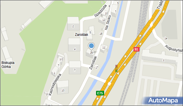 Gdańsk, Zaroślak, 20, mapa Gdańska