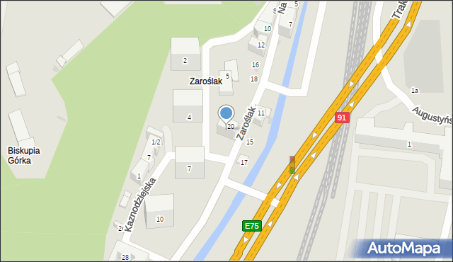 Gdańsk, Zaroślak, 22, mapa Gdańska