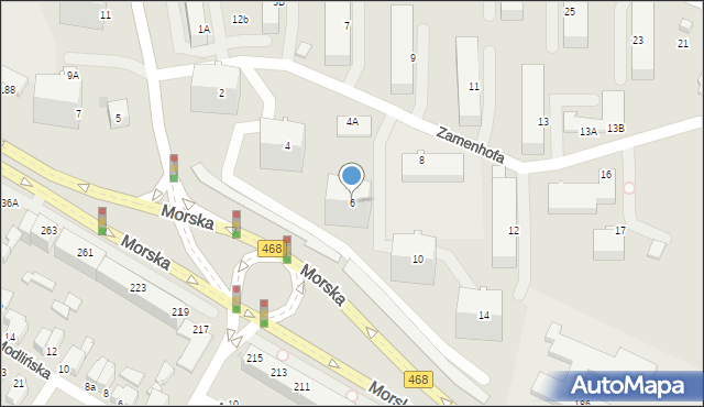 Gdynia, Zamenhofa Ludwika, dr., 6, mapa Gdyni