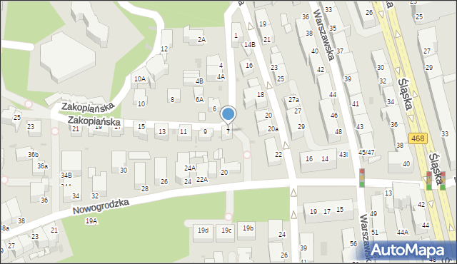 Gdynia, Zakopiańska, 7, mapa Gdyni