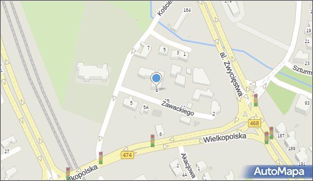 Gdynia, Zawackiego Stanisława, ks., 4, mapa Gdyni