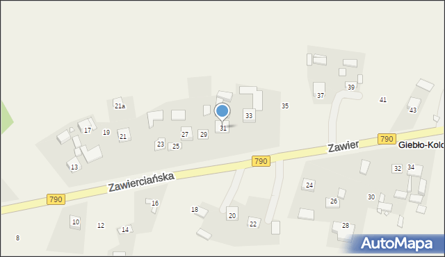 Giebło-Kolonia, Zawierciańska, 31, mapa Giebło-Kolonia