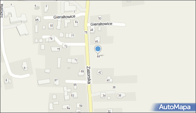 Gierałtowice, Zatorska, 44, mapa Gierałtowice