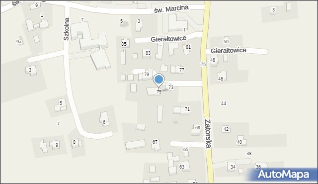 Gierałtowice, Zatorska, 75, mapa Gierałtowice