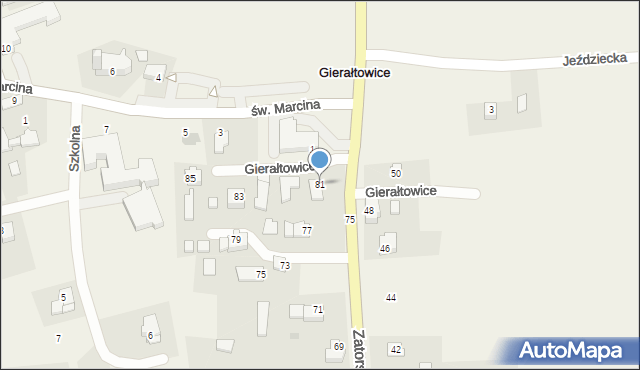 Gierałtowice, Zatorska, 81, mapa Gierałtowice