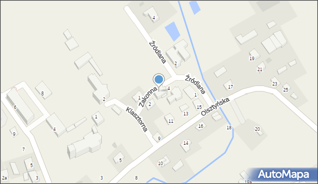 Gietrzwałd, Zakonna, 4a, mapa Gietrzwałd