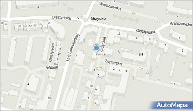 Giżycko, Zajączka Józefa, gen., 4, mapa Giżycko