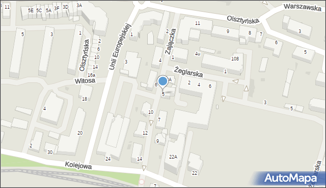 Giżycko, Zajączka Józefa, gen., 5, mapa Giżycko