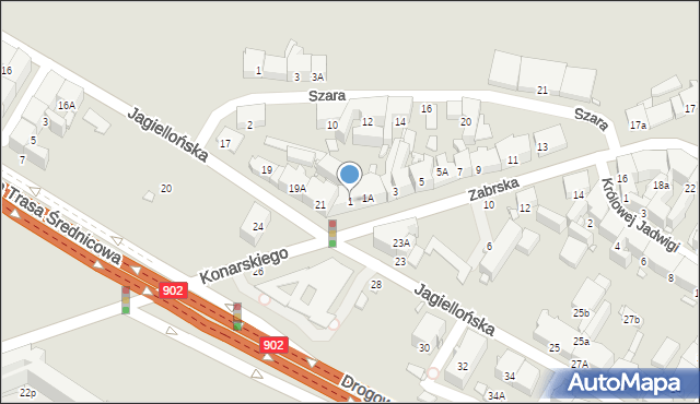 Gliwice, Zabrska, 1, mapa Gliwic