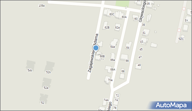 Gliwice, Zagajewskiego Adama, 35, mapa Gliwic