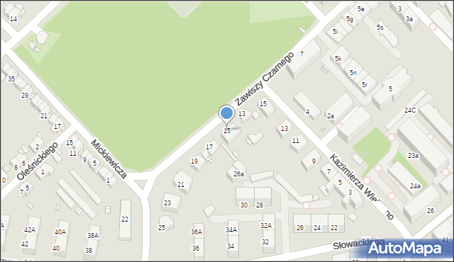 Gliwice, Zawiszy Czarnego, 15, mapa Gliwic