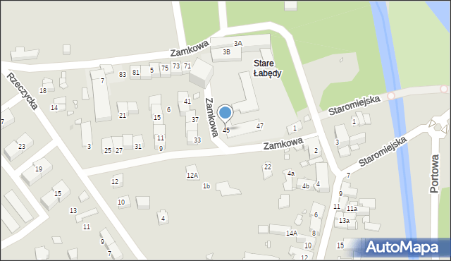 Gliwice, Zamkowa, 45, mapa Gliwic