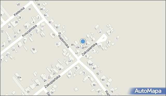 Gliwice, Zakopiańska, 10, mapa Gliwic