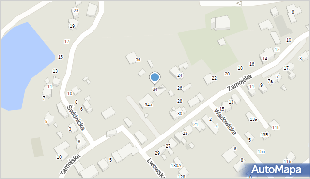 Gliwice, Zamojska, 34, mapa Gliwic