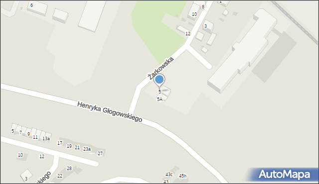 Głogów, Żarkowska, 5, mapa Głogów