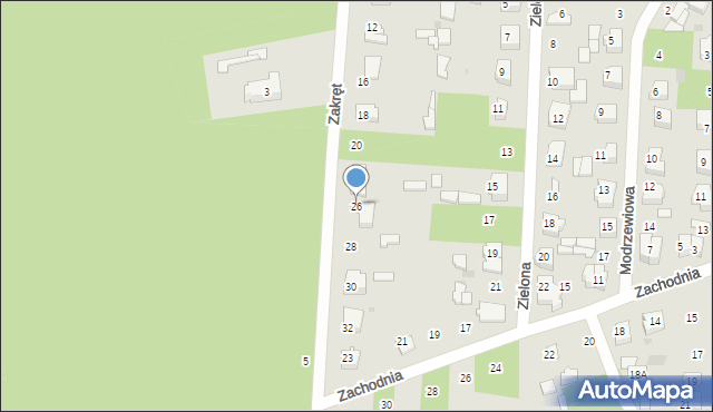 Głowno, Zakręt, 26, mapa Głowno