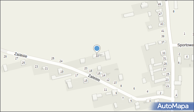 Gniazdów, Zalesie, 22, mapa Gniazdów