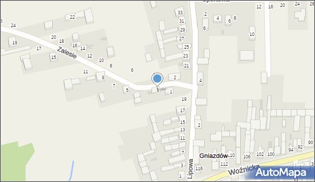 Gniazdów, Zalesie, 3, mapa Gniazdów