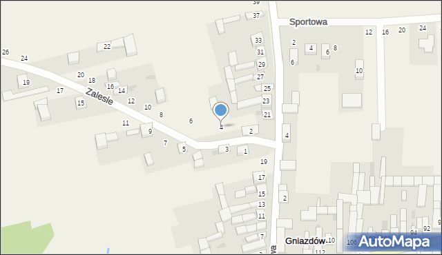 Gniazdów, Zalesie, 4, mapa Gniazdów